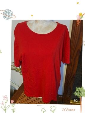 Talbots Red Scoop Neck Short Sleeve Top Size Medium